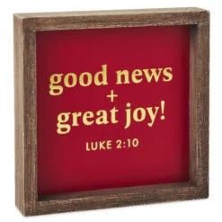 Hallmark DaySpring Candace Cameron Bure Good News Great Joy Wood Quote Sign, 7x7