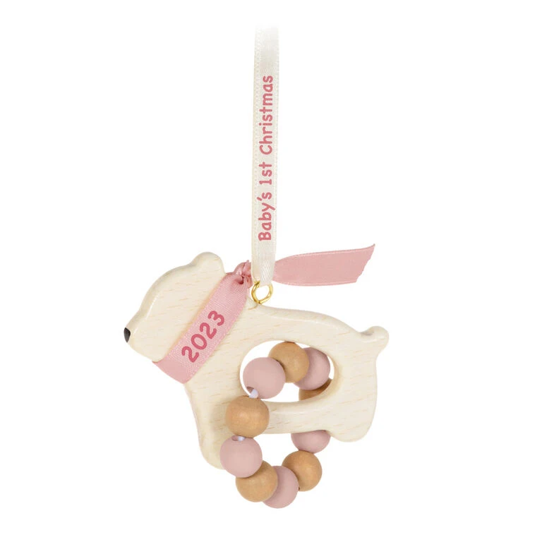 Hallmark Baby Girl's First Christmas Bear 2023 Ornament 3 Hallmark Baby Girl's First Christmas Bear 2023 Ornament