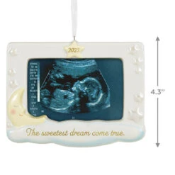 Hallmark Sweetest Dream Come True 2023 Porcelain Photo Frame Ornament -Hallmark Baby Sonogram Picture Frame Keepsake Ornament 1999QHX3117 03