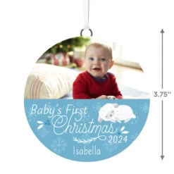 Hallmark Baby's First Christmas Personalized Text And Horizontal Photo Ceramic Ornament -Hallmark Babys First Personalized Round Christmas Ornament 1999QHE1711B24 03
