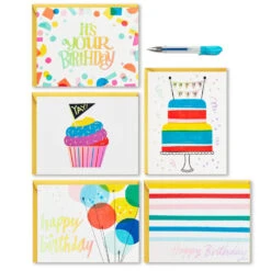 Hallmark -Hallmark Colorful Assorted Birthday Cards With Pouch and Pen 1SOM3848 02