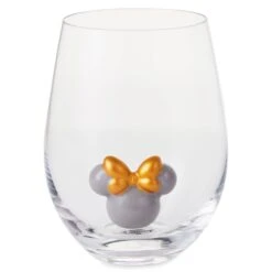 Hallmark Disney Minnie Mouse Ears Silhouette Stemless Glass, 13 Oz.