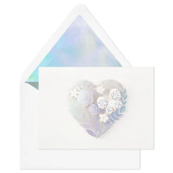 Hallmark Floral Laser Foil Heart Blank Note Cards, Box Of 8 -Hallmark Floral Laser Foil Heart Blank Note Cards 1499THK2105 04