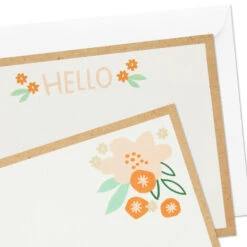 Hallmark Ivory Floral Flat Note Cards In Caddy, Box Of 40 -Hallmark Floral SinglePanel Note Cards With Caddy 3CNT5048 05