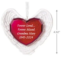 Hallmark Forever Loved Memorial Heart And Angel Wings Text Personalized Ornament -Hallmark Forever Loved Memorial Heart and Angel Wings Personalized Keepsake Ornament 2499QHE2119B1 03