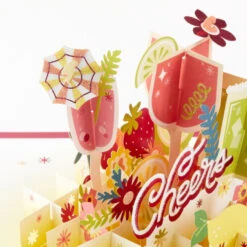 Hallmark Here's To You Cocktail Toast 3D Pop-Up Card 16 Hallmark Here's To You Cocktail Toast 3D Pop-Up Card -Hallmark Fruit Cocktail Drinks Celebration 3D PopUp Card for Her 1299LAD2897 05