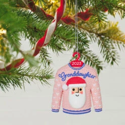 Hallmark Granddaughter Christmas Sweater 2023 Ornament -Hallmark Granddaughter Santa Sweater 2023 Keepsake Ornament 1399QGO2549 02