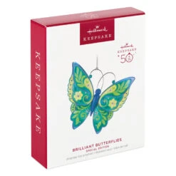 Hallmark Brilliant Butterflies Special Edition Ornament -Hallmark Green and Blue Butterfly Keepsake Ornament 1999QGO2799 04