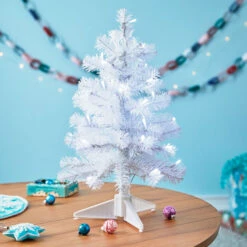 Hallmark Miniature White Pre-Lit Christmas Tree, 18.75" -Hallmark Miniature White PreLit Christmas Tree 2499QSB6243 02