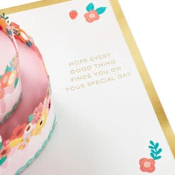 Hallmark Every Good Thing Floral Cake 3D Pop-Up Birthday Card -Hallmark Pink Cake and Flowers 3D PopUp Birthday Card for Her 1299LAD2886 03