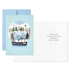 Hallmark Skating Scene In Snow Globe Packaged Christmas Cards, Set Of 5 -Hallmark Village Skaters Packaged Christmas Cards 1XPX1190 03